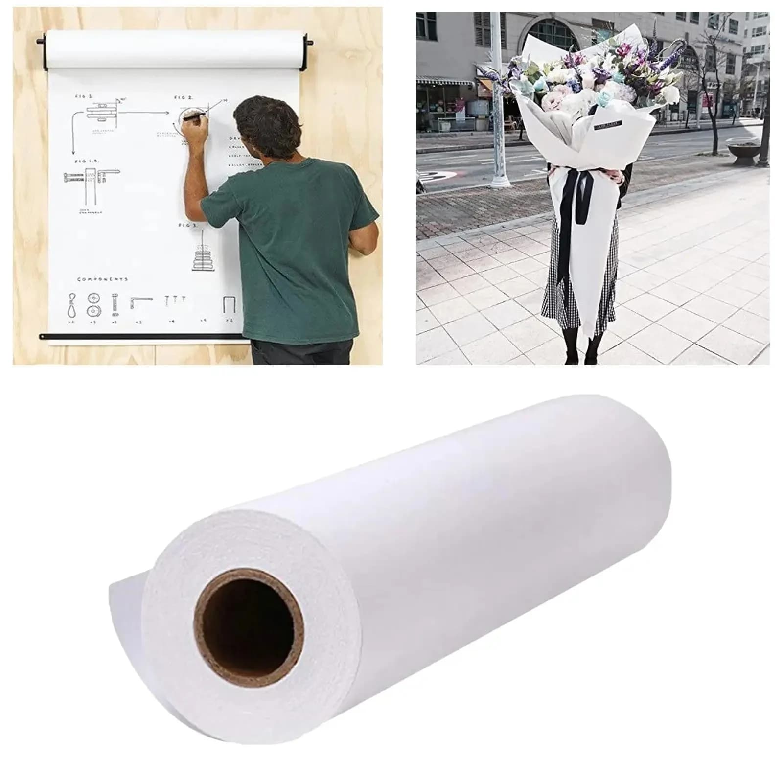10/20/30m/Roll White Kraft Arts and Crafts Paper Roll, Coloring & Drawing Easel Paper Recyclable Art Supplies for Watercolor