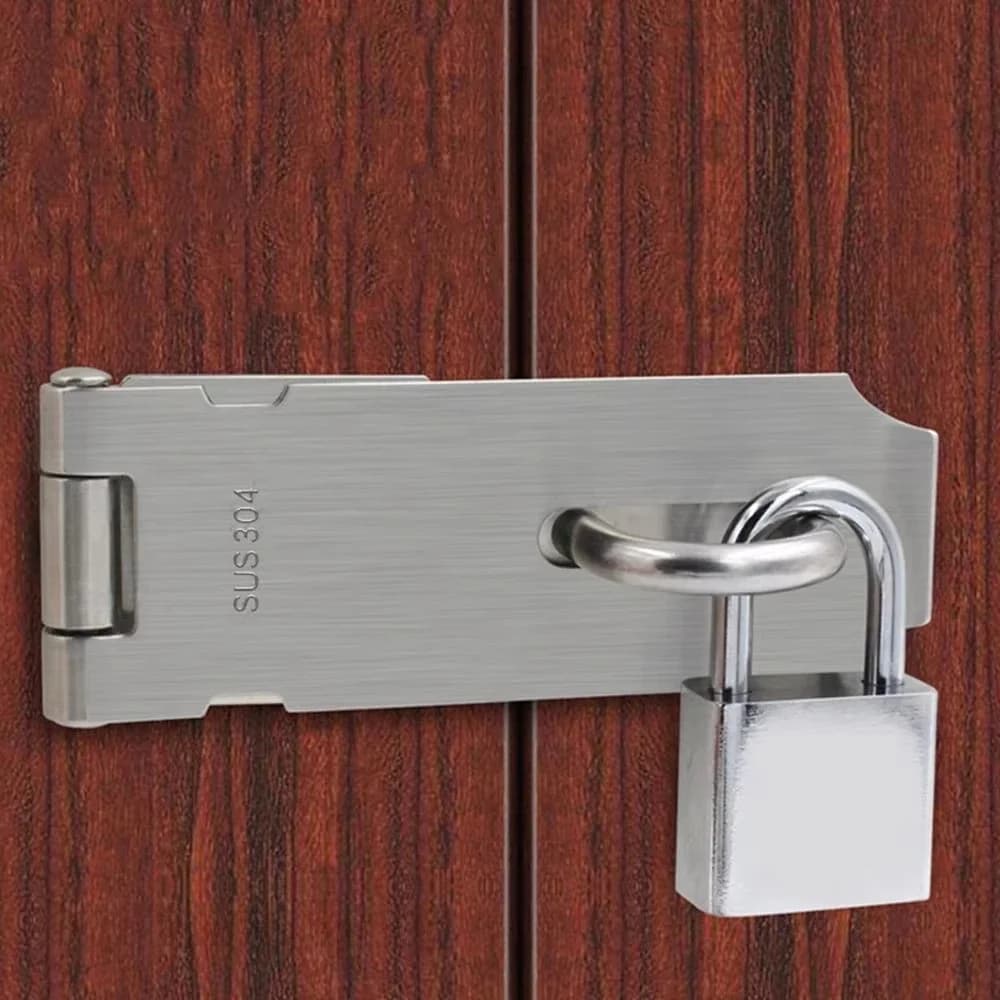 Stainless Steel Padlock Hasp Door Clasp Lock 90 Degree Right Angle Shed Gate Latch Household Burglar-proof Bolt Door Buckle