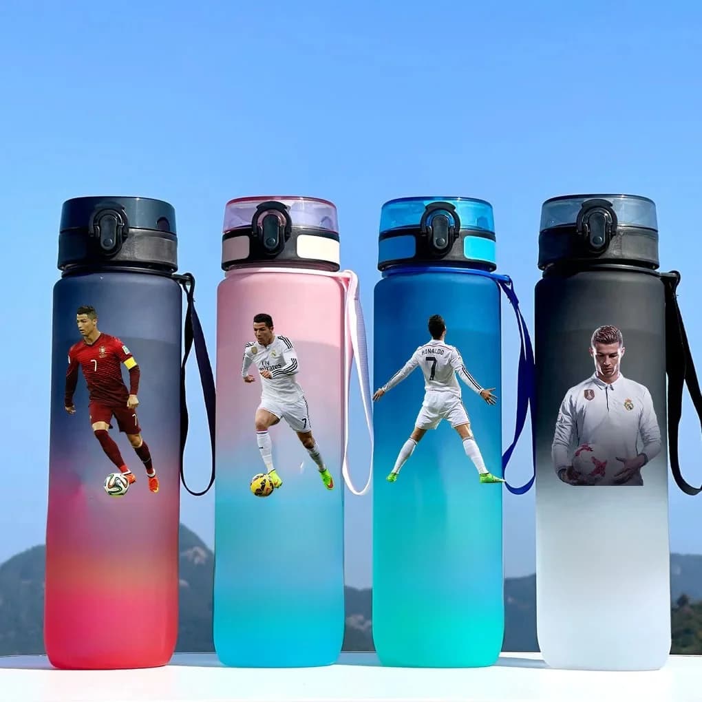 Cristiano Ronaldo  Sports Water Bottle Leak Proof Colorful Plastic Cup Drinking Outdoor Travel Portable Gym Fitness Jugs gift