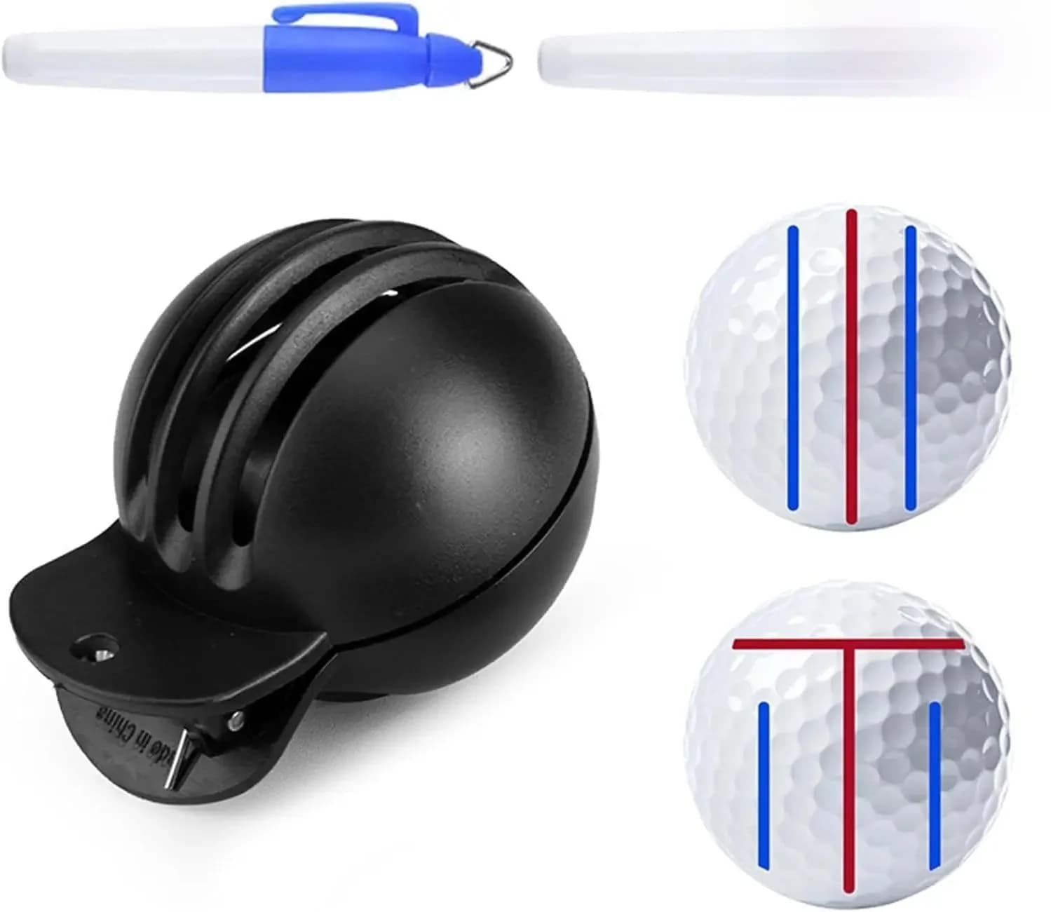 Fade-Resistant Golf Ball Liner, Advanced Design Ball Marking Tool | 1 Alignment Tool with 2 Golf Ball Stamp Markers, Golf Ball