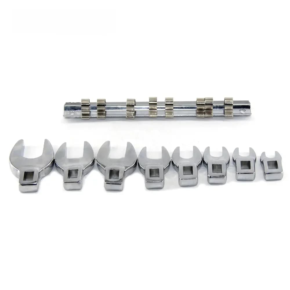 8Pcs 3/8 Inch Drive Crowfoot Wrench Set 10 to 22mm Metric/SAE Imperial Chrome Plated