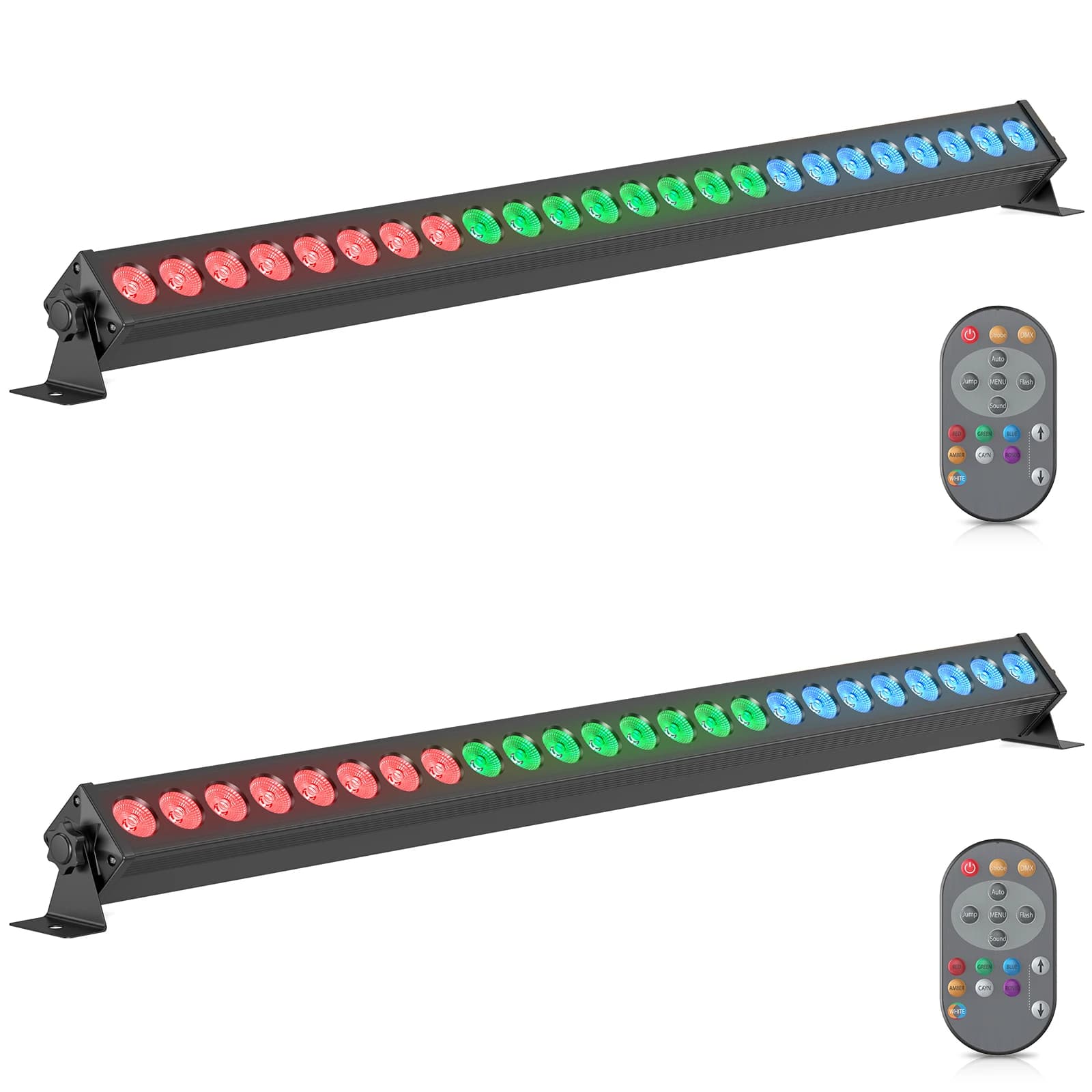 LeLeght 2Pcs 150W RGB 24PCS LEDs Wall Washer Light Stage Effect Lighting Remote Controller DMX Sound Mode for Pub Concert Party