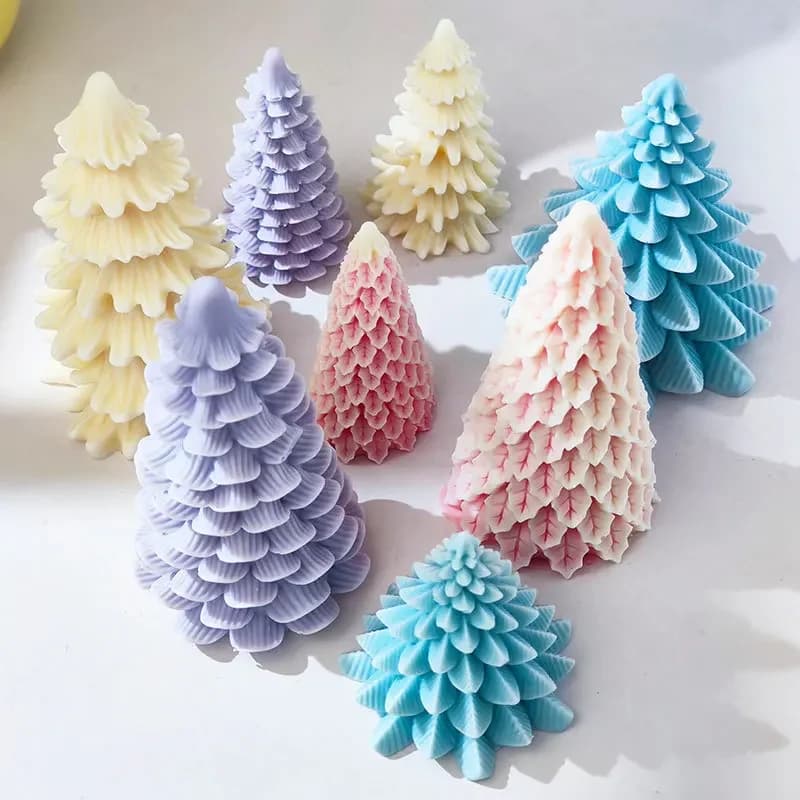 Christmas Tree Candle Silicone Mold Homemade Aromatherapy Candle Resin Gypsum Making Mould DIY Chocolate Tool Holiday Decor Gift
