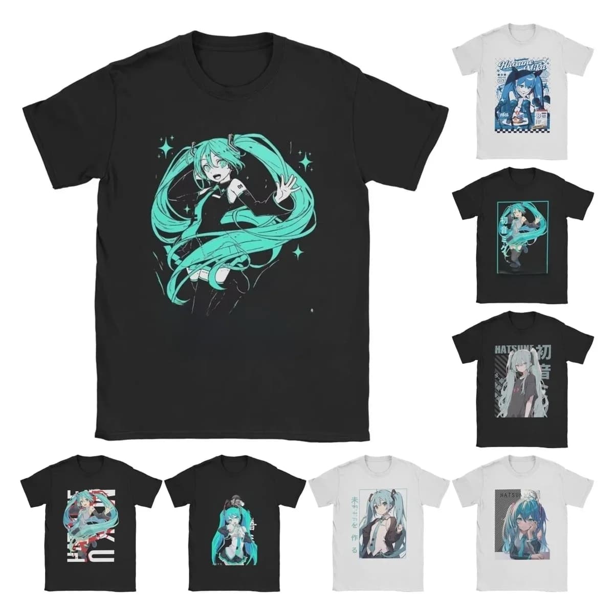 Hatsune Miku Anime T Shirt Men's Cotton Top Tee Aesthetic O-neck Short Sleeve