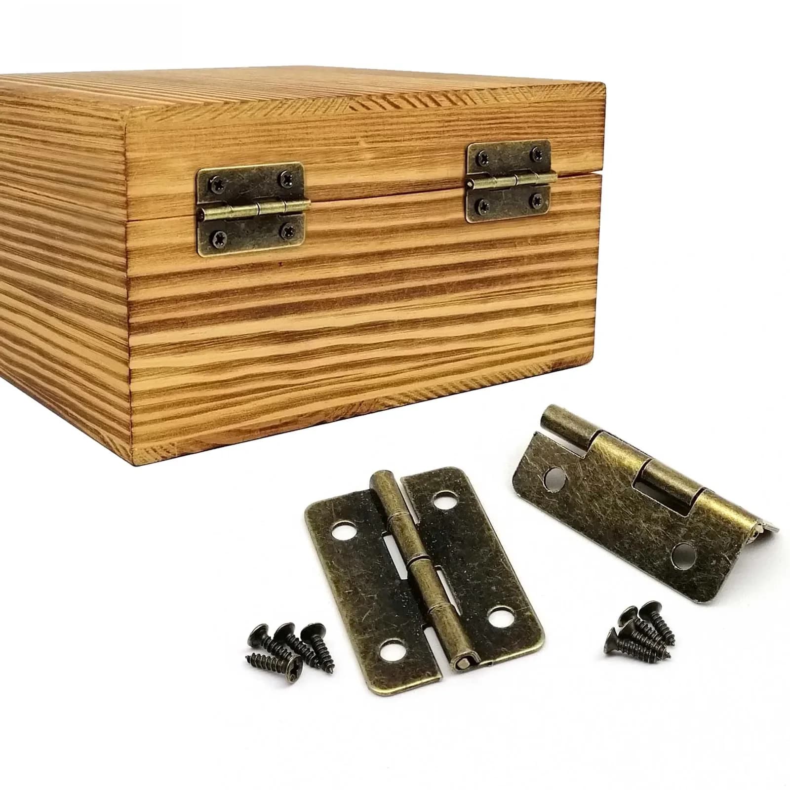 12pcs Wooden Box Hinge with Screw for Jewelry Chest Gift Wine Music Case Dollhouse Cabinet Door Antique Brass Bronze 21x30mm