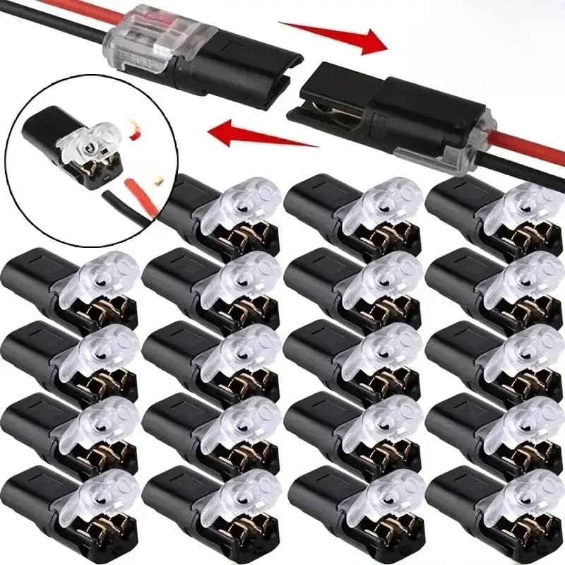 20/50/100 Pack of H2 2-Pin Pluggable Wire Connectors, Nylon Insulated Copper Quick-Connect Terminal Blocks, Suitable for Low-Voltage Cables, No Power