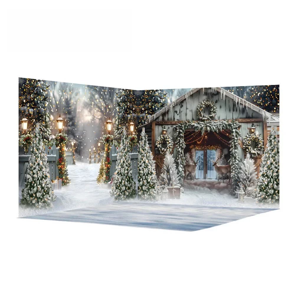 Christmas Photography Backgrounds Winter Snow XmasTree Farm Backdrop Kids Baby Cake Smash Birthday Decorations Studio Props