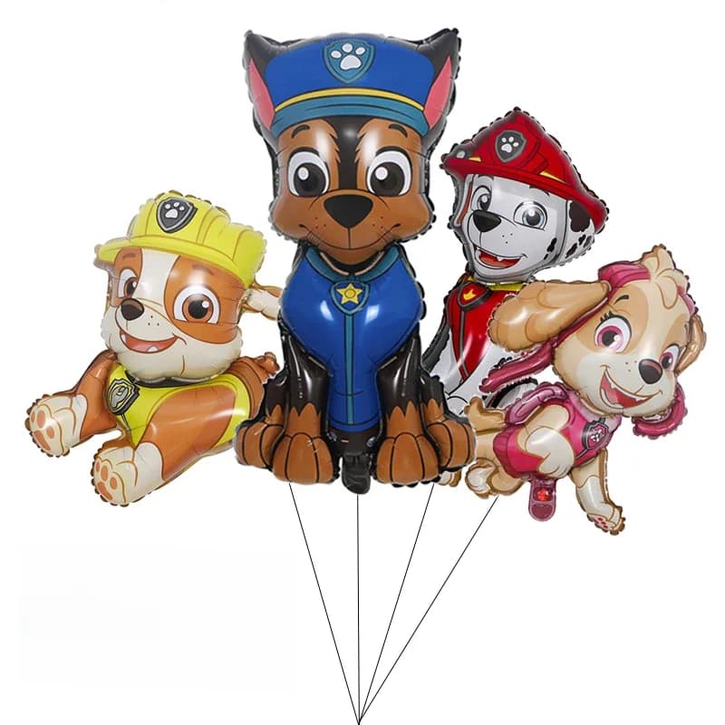 4pcs Paw Patrol Themed Balloon Party Decoration Supplies Rescue Dog Chase Rubble Aluminum Foil Balloon Childrens Birthday Gift
