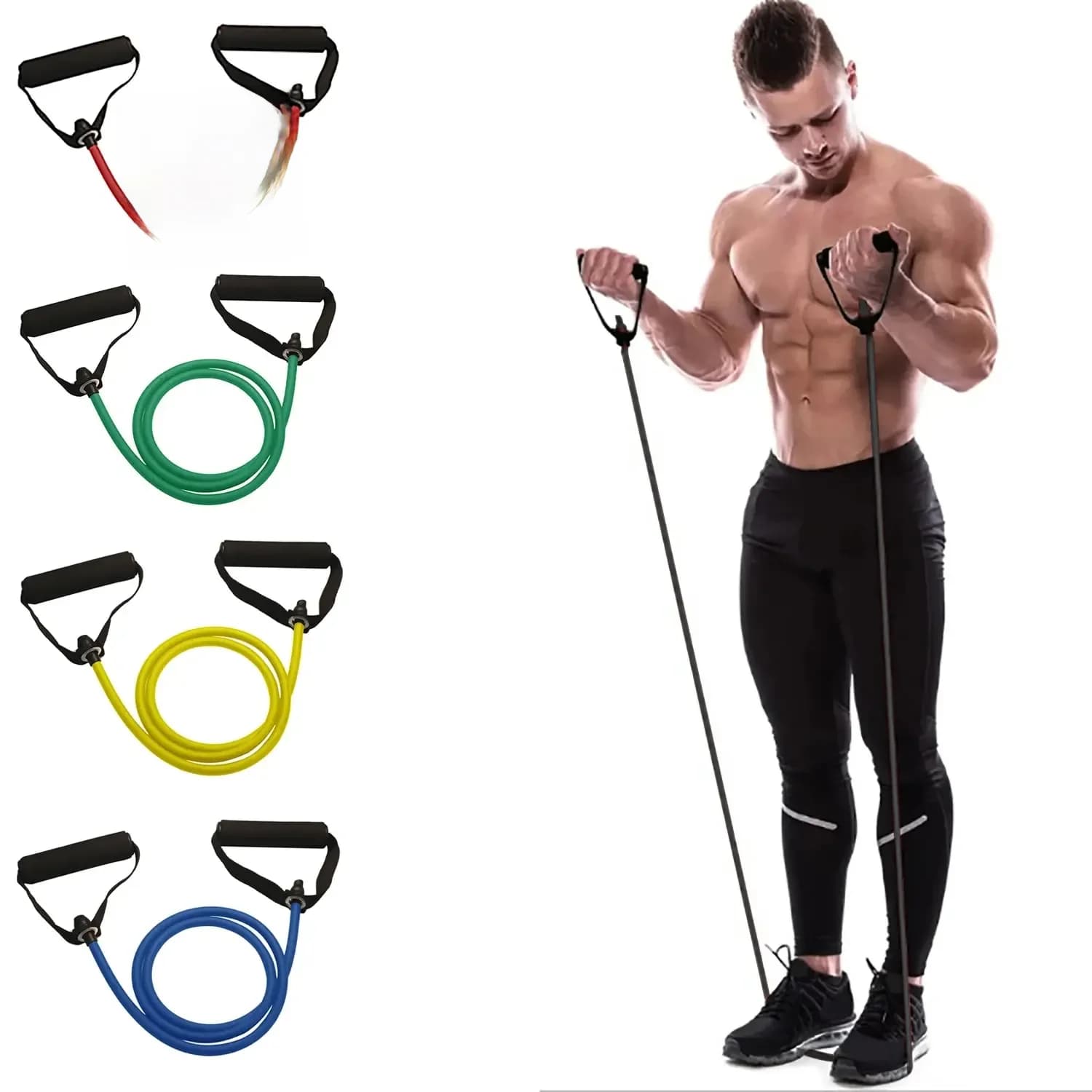 Resistance Bands With Handles, Exercise Bands, Workout Bands With Handles For Men Women, Strength Training Equipment At Home
