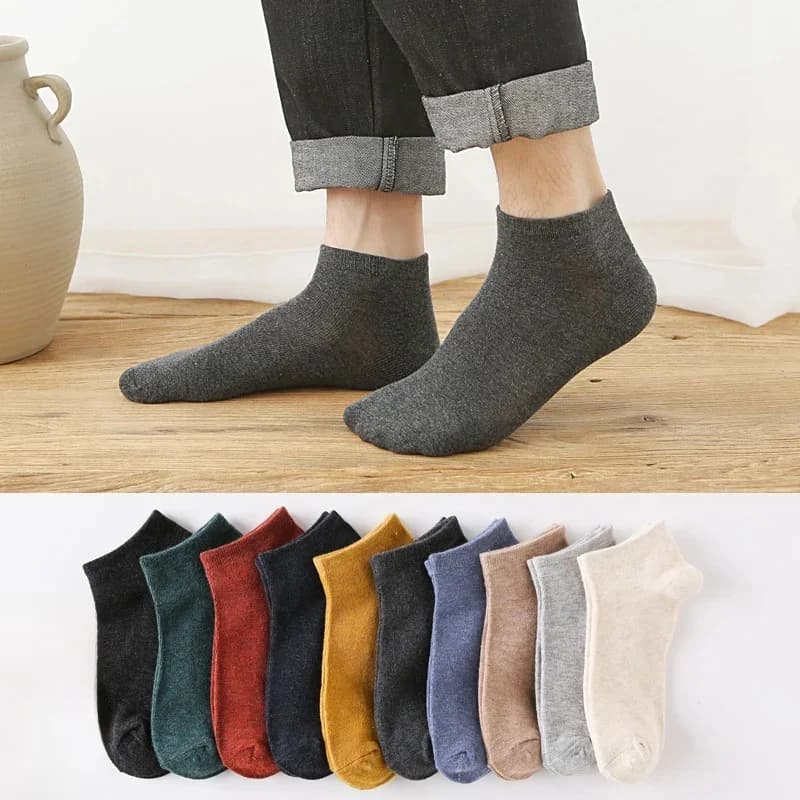 10 Pairs/Lot Men's Breathable Cotton Socks Hot Selling Low Tube Solid Color Comfortable Simple Fashion Gifts Male Ankle Sock