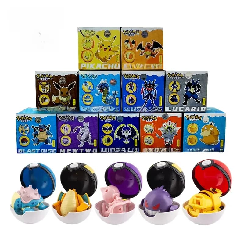 Original Pokemon Elf Ball Toys Pocket Monsters Figures Model Pikachu Gengar Elf Ball Dragonite Snorlax Lapras Kids Toy