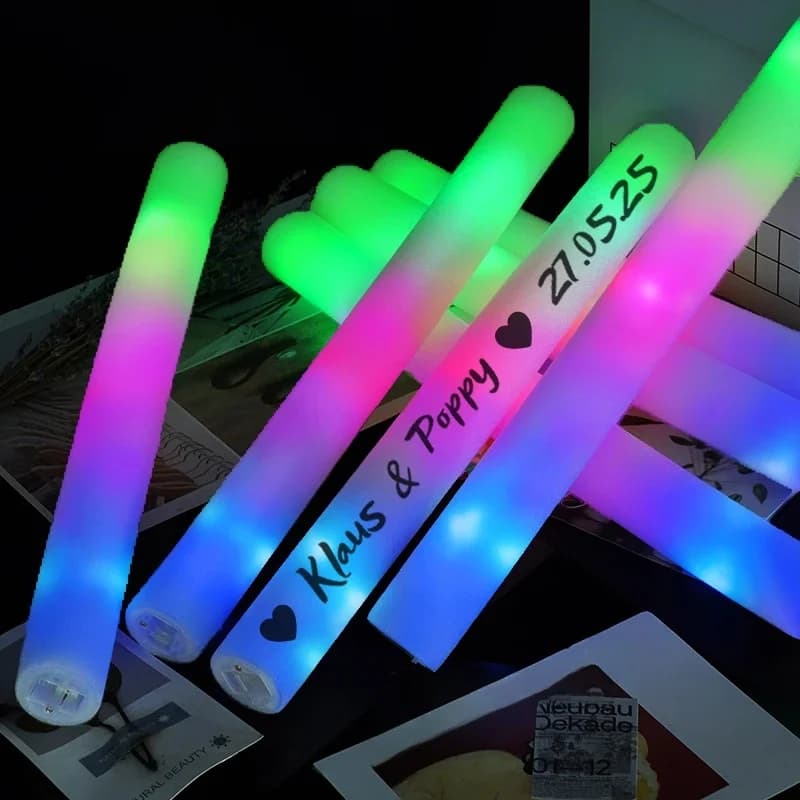20/30/40Pcs RGB LED Glow Foam Stick Bulk Colorful LED Glow Sticks  Tube Dark Light Birthday Wedding Party Supplies