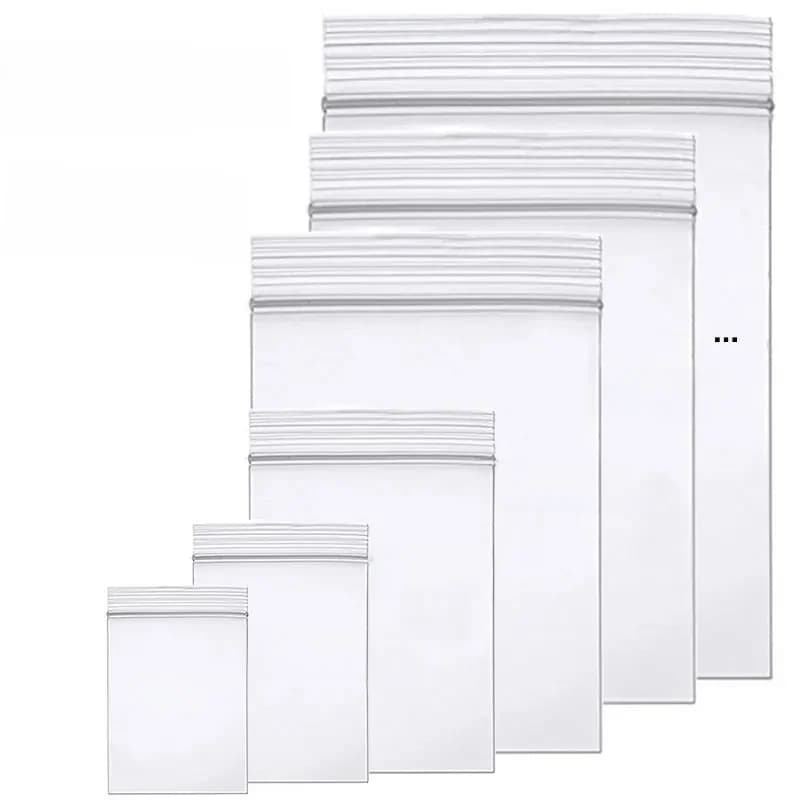 100Pcs Thicken Zipper Sealed Bags Clear Plastic Storage Bag for Small Jewelry Food Packing Reclosable Ziplock Sealing Bags