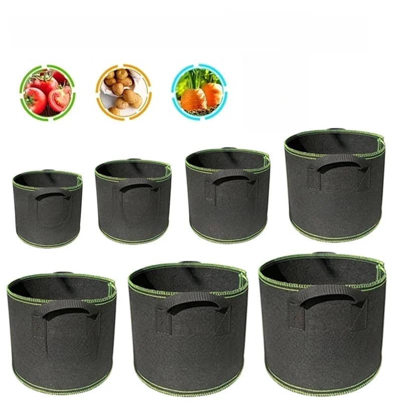 1-5Pcs Vegetable/Flower/Plant Grow Bags 1/2/3/5/7/10/12Gallons Thickened Non-Woven Grow Bags Aeration Fabric Pots with Handles