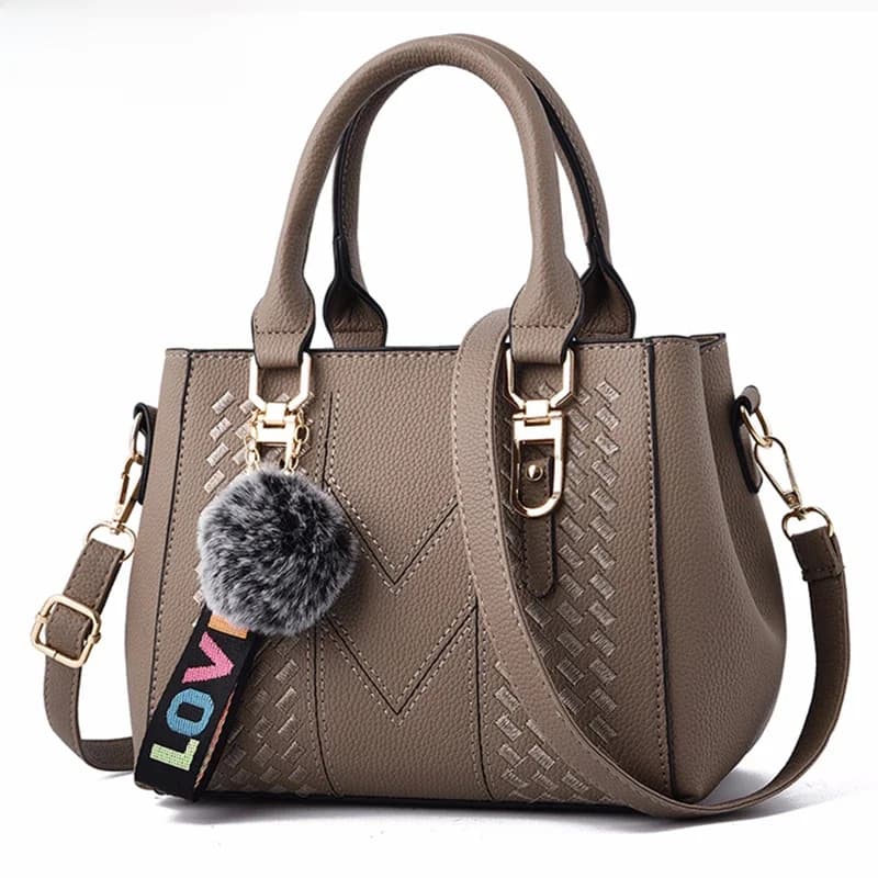 Embroidery Messenger Bags Women Leather Handbags Bags for Women Sac a Main Ladies hair ball Hand Bag