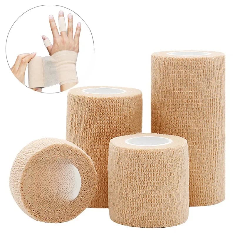 10/1Rolls Medical Adhesive Bandage Elastic Breathable Sports Self Adhesive Tape Beige Wrap Finger Tape For Wrist Ankle First Aid