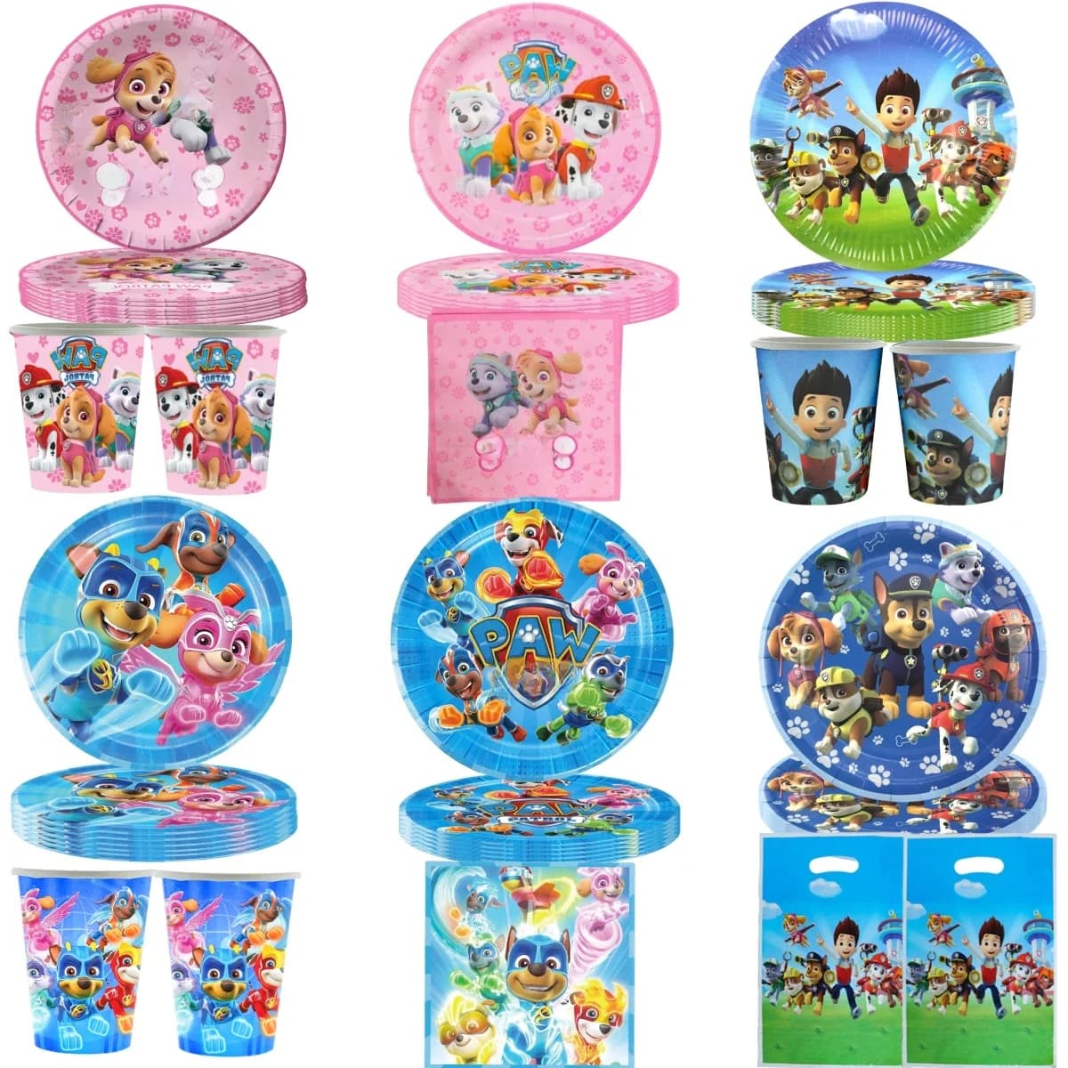 Paw Patrol Birthday Party Decor Disposable Tableware Tablecloth Cup Plate Napkin Dog Gift Bag Paw Patrol Party favors Supplies