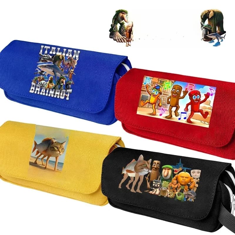 Italian Brainrot Cute Pencil Case Tung Tungtung Sahur Students Stationery Telala Funny Shark Office Supplies Back To School Gift