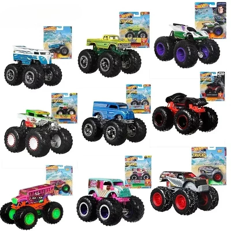 Original Hot Wheels Monster Trucks Car Beetle Bus SUV Bigfoot Vehicle Muscle Alloy Models Boy Toys for Children 1/64 Bone Shaker