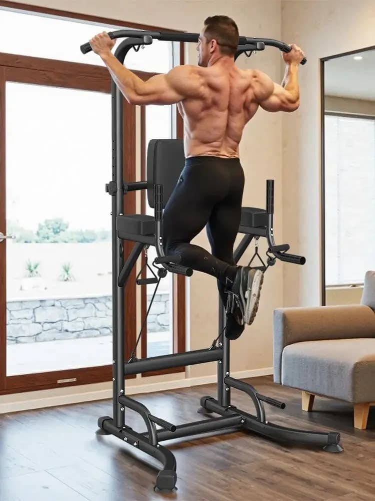 Power Tower Dip Station Pull Up Bar Adjustable Multi-Function Power Tower Abdominal Exercise for Home Fitness Workout Equipment