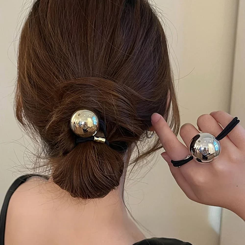 Retro Round Metal Pearl Elastic Hair Ties Ponytail Hair Rope for Women Girl Wedding Party Sweet Headwear Hair Accessories