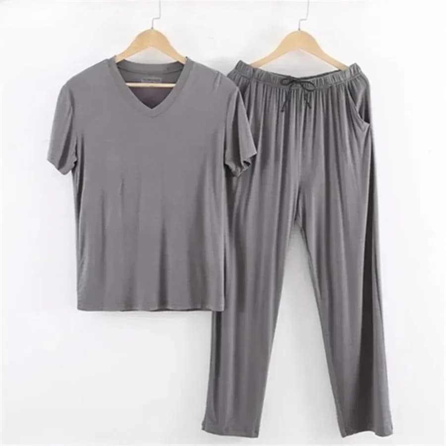 New 2026 Men's Casual Pajamas Sets Oversized Modal Short Sleeve and Pants Sets Male Sleepwear Soft Loose Home Clothes for Men