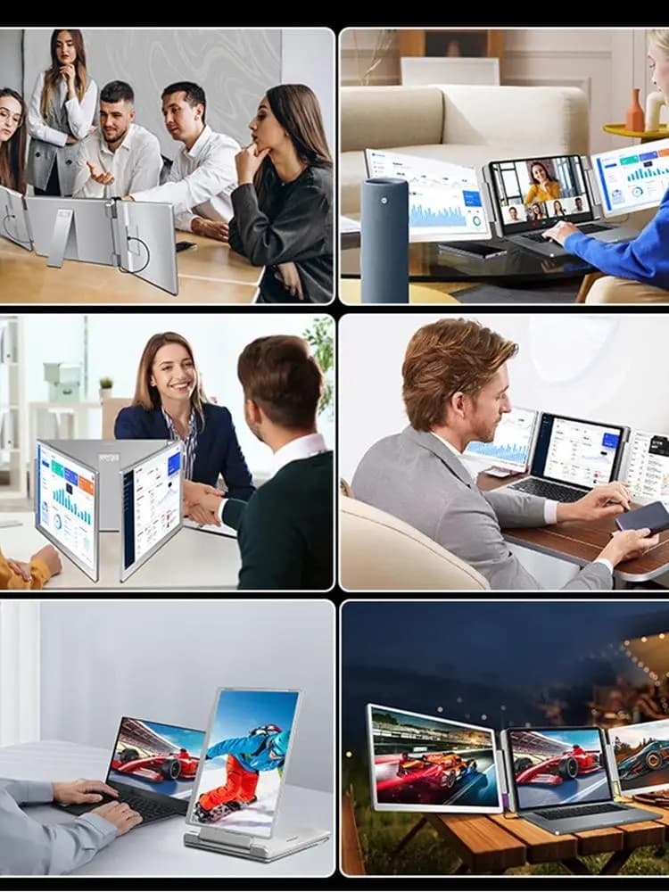 Portable LCD FHD IPS Gaming Backlit External Monitor High-Definition Dual Triple Screen Extender for Productivity Rospider