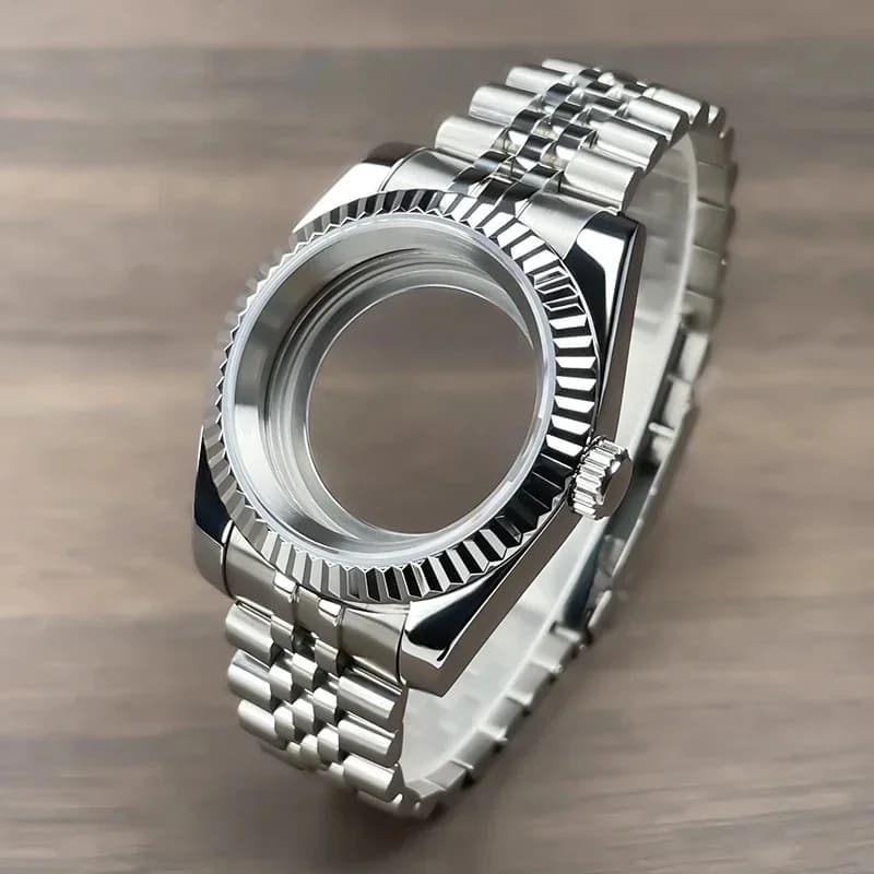 36mm/39mm Fluted Bezel NH35 Case For SK DJ Replacemet Part Sapphire Glass Stainless Steel Fit Nh35 Nh36 Movement Watch Case NH35