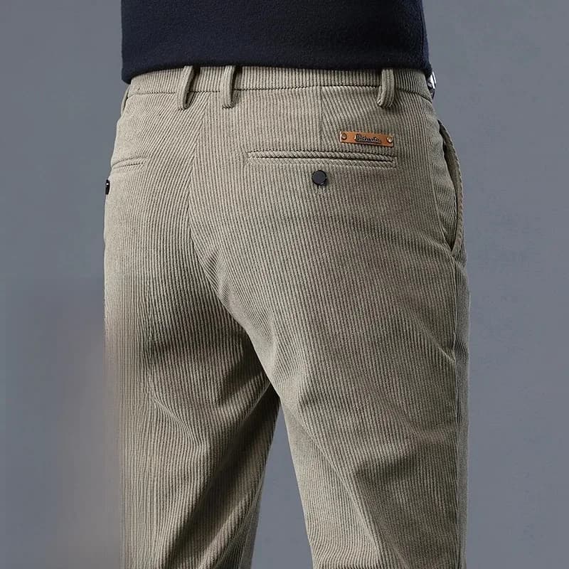 Thick Stretch Men's Corduroy Fleece Pants Fashion Business Casual Warm Chenille Male Brand Trousers Winter Thermal Pants