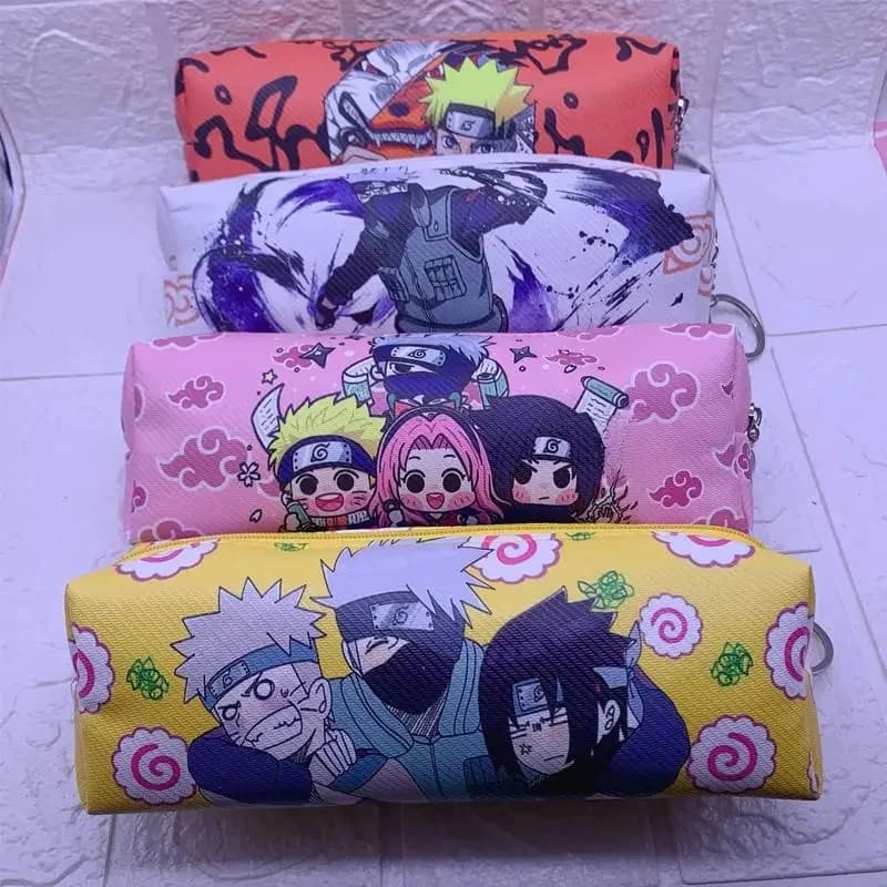 Anime NARUTO Drawstring Pencil Case Cartoon High Capacity Multi-Layer Stationery Storage Bag Kawaii Student Pencil Case Gift
