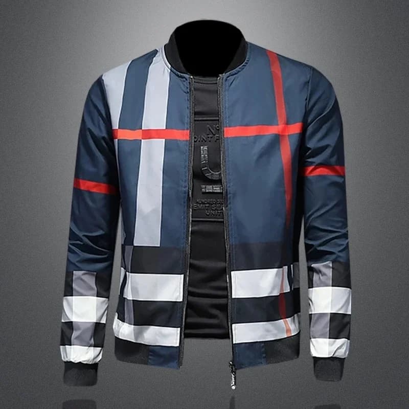 2024 Spring and Autumn Baseball Shirt, High Quality Striped Zipper Jacket, Fashionable and Casual Men's Slim Fit Jacket