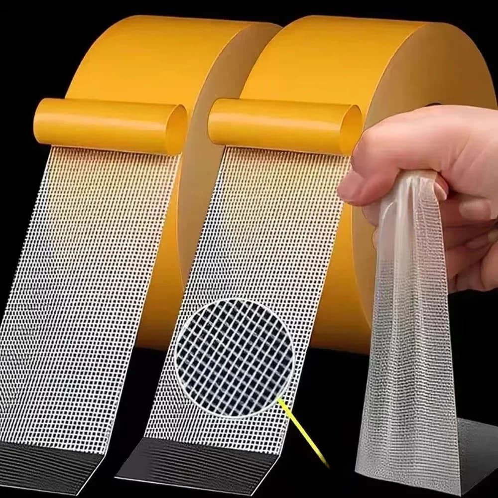 Super Thin Strong Fixation Double Sided Adhesive Tape Heavy Duty Translucent Mesh Waterproof Traceless Powerful Grid Carpet Tape