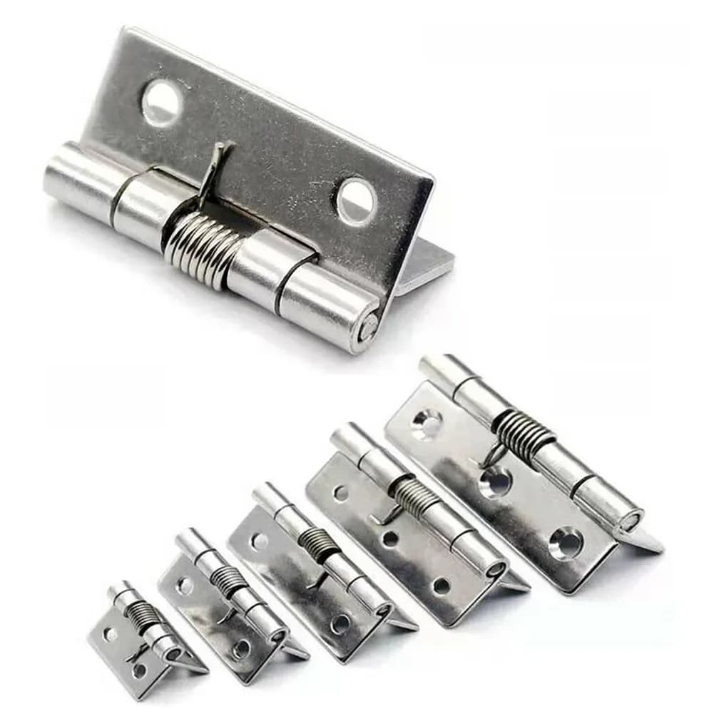 2pcs Self Closing Spring Hinge Stainless Steel Door Hinges Cabinet Hinge Furniture Hardware Accessories 1/1.5/2/2.5/3/4 Inch