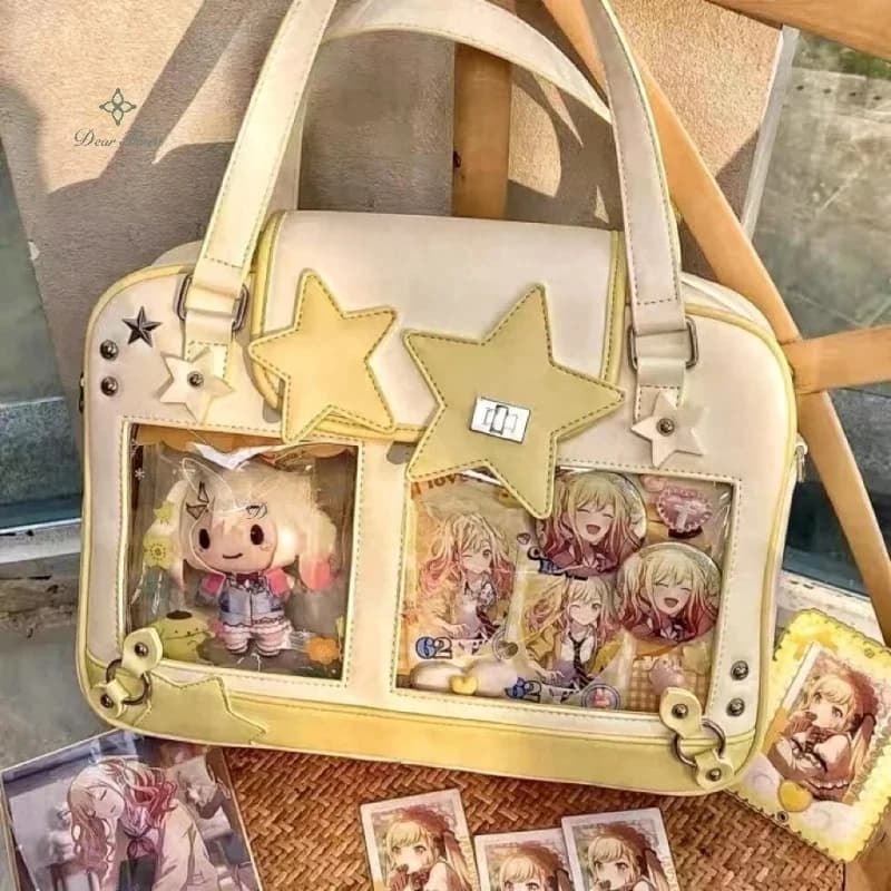 Y2K Trendy Star Ita Bag Lolita Girl Transparent Pocket Fashion Crossbody Bag Women's DIY Display Shoulder Bag Cute Purse Handbag