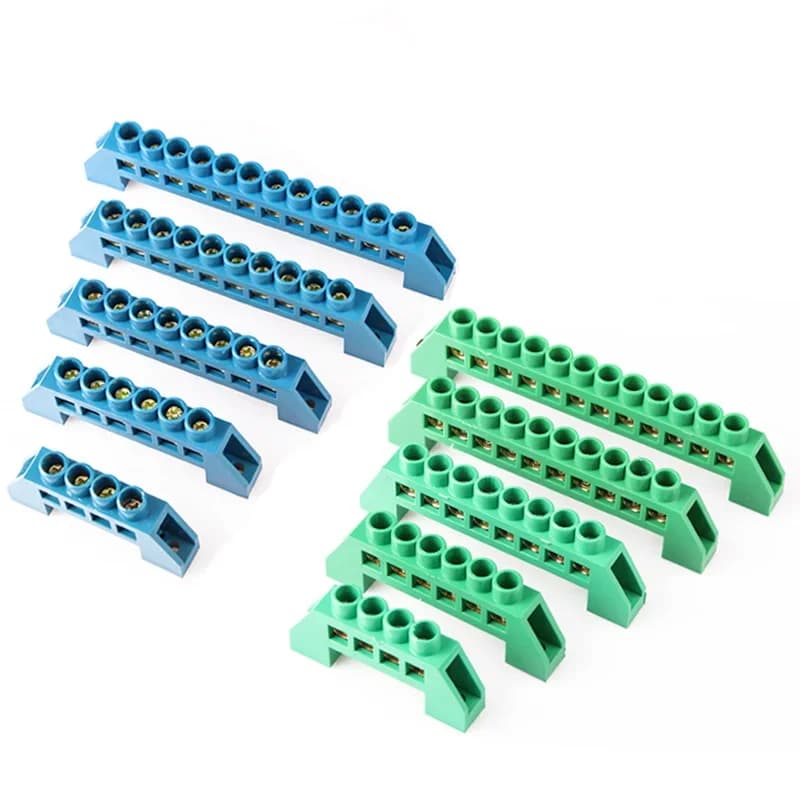 1Pcs Green Blue Screw Brass Din Rail Terminal Block Earth and Neutral Blocks 4Pin 6Pin 8Pin 10PIN 12PIN