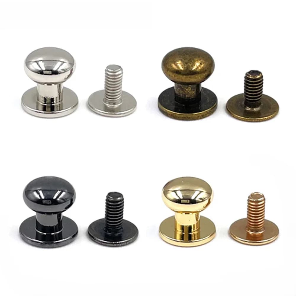 10 Sets Metal Alloy Knob Screw Rivets Studs DIY Crafts Leather Belt Watchband Round Monk Head Decor Nail Buckles
