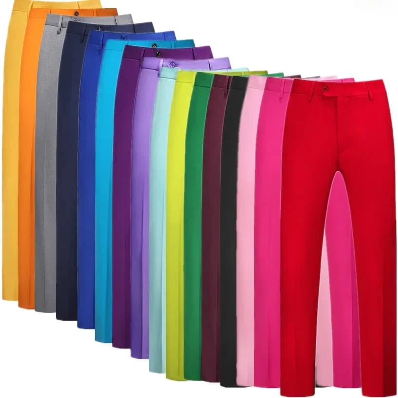2026 New Men's Middle Waist Pants, 25 Color Choice, Elegant Office Men Trouser, Modest Green Pink Yellow Asian Size M-6XL
