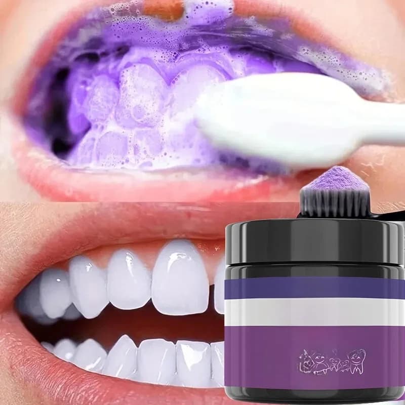 Purple Tooth Cleaning Powder - Sulfate-Free, Deep Cleaning and Polishing, Whitens Teeth in 5 Days, Portable for Daily Use and Travel