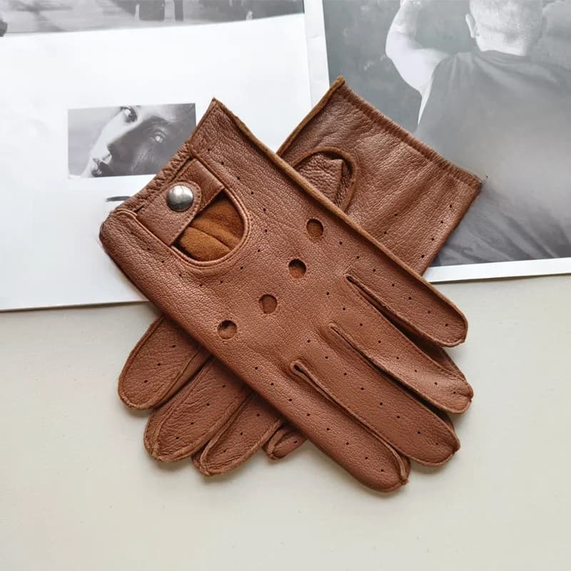 New Leather Gloves Men's Single-Layer Thin Section Outdoor Riding Full-Finger Motorcycle Deerskin gloves
