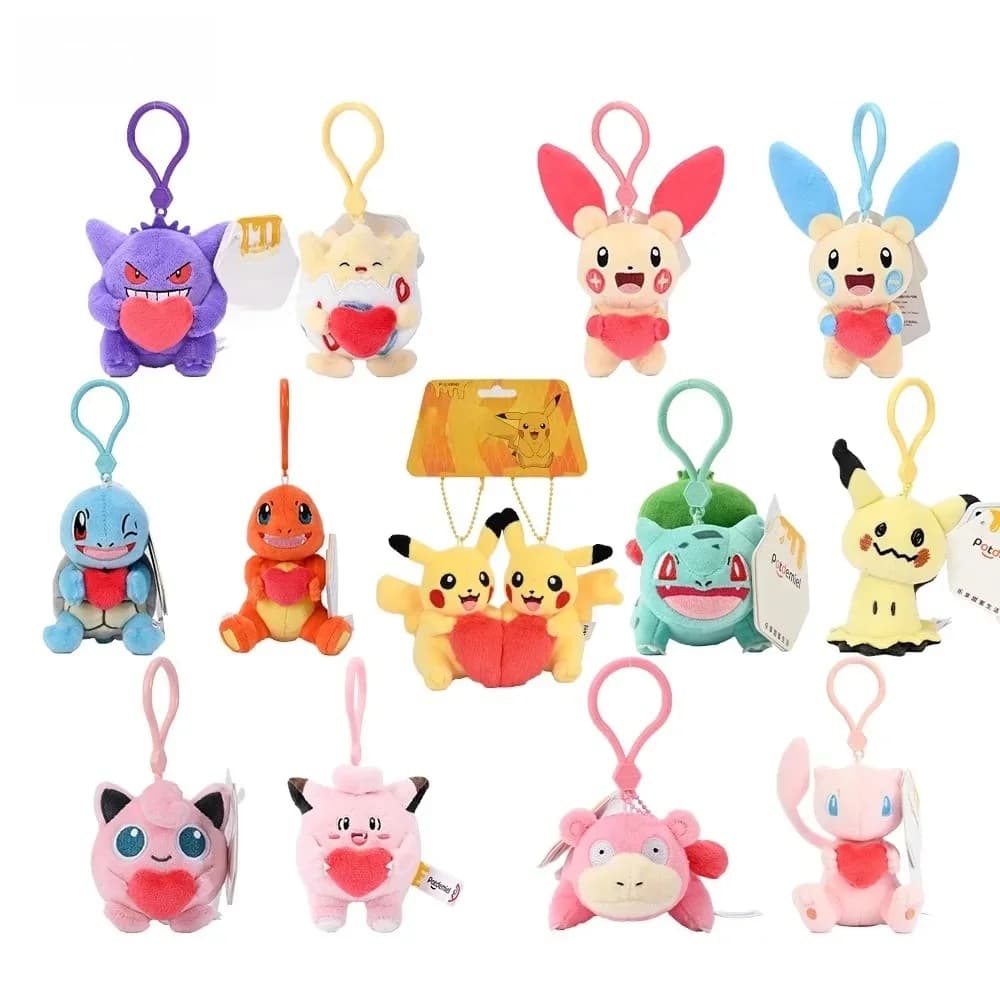 Pokemon Jigglypuff Bulbasaur Gengar Togepi Mimikyu Mew Kawaii Plush Stuffed Toy Keychain Backpack Pendant Keyring Birthday Gifts