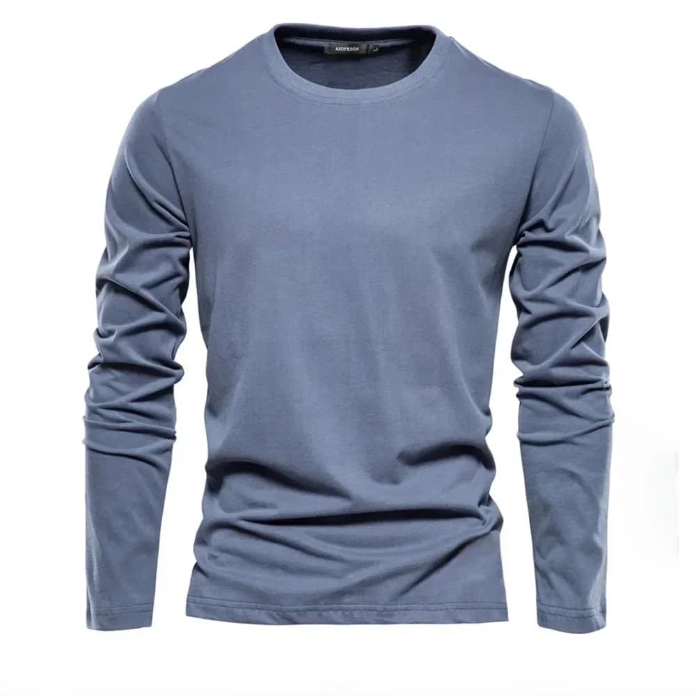 100% Cotton Long Sleeve T Shirt For Men Solid Spring Casual Mens T-shirts High Quality Male Tops Classic Clothes Men's T-shirts