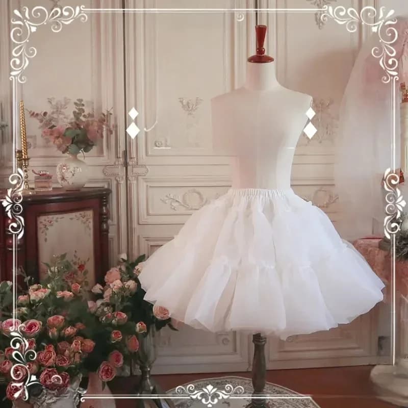Sweet Puffy A line Petticoat 12m Soft Organza Lolita Under Skirt Short Pettiskirt