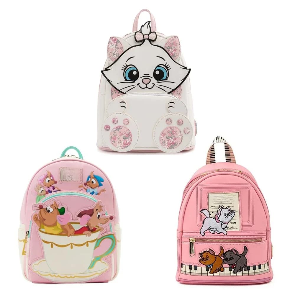 The Aristocats Marie Lady Floral Footsy Double Strap Shoulder Bag Mini Backpack Cute Backpack Bags for Women School Backpack