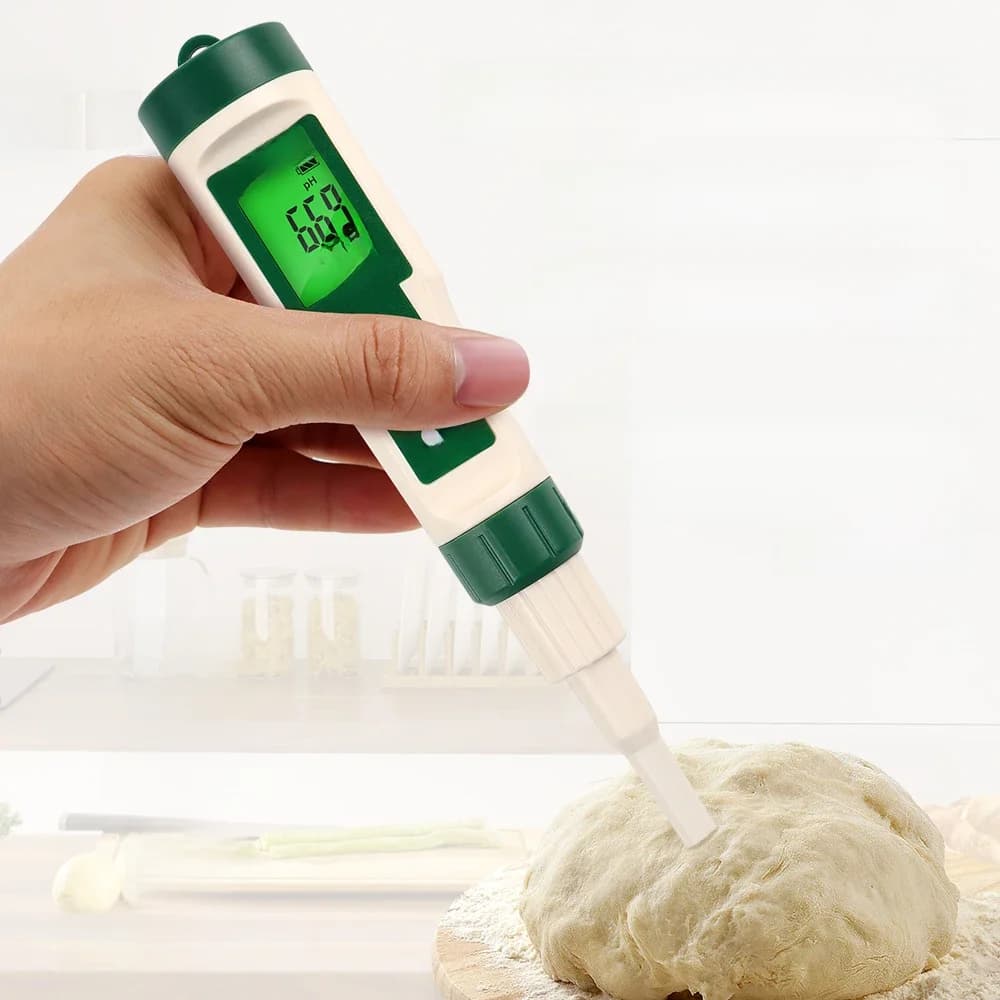 Portable PH Meter Digital High Accuracy Sensor Temp Acidity Tester with Backlight for Soil Cosmetic Food Cheese Meat Fruit Dough