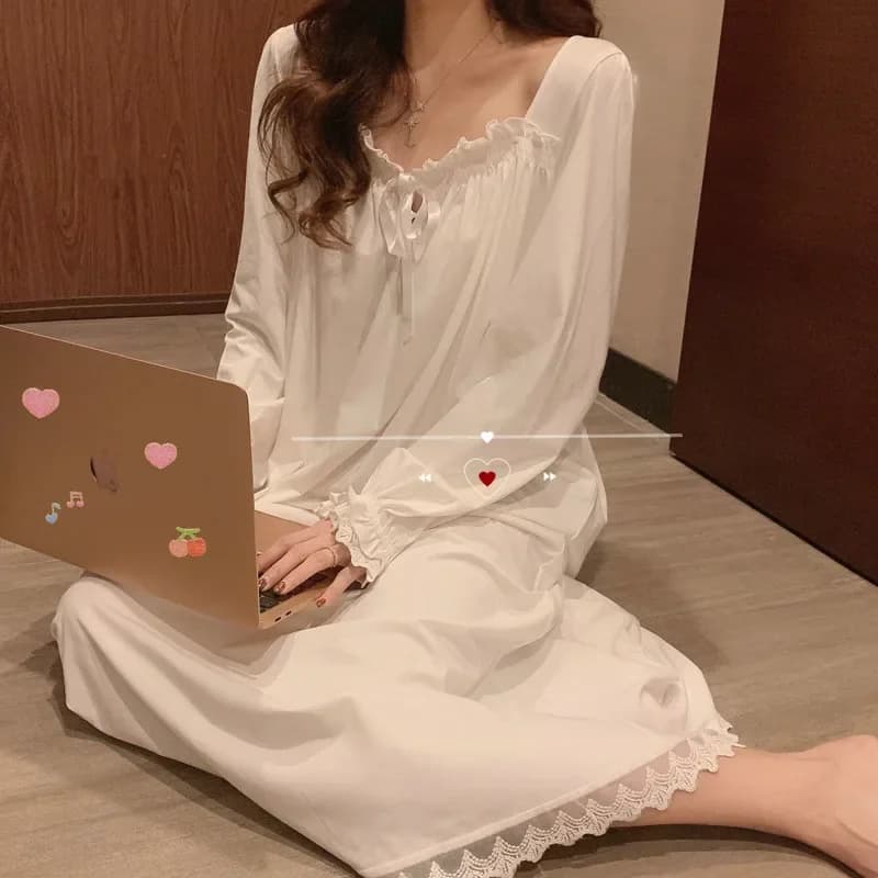 Winter Women's Nightgowns New Long Sleeve Cotton Sleepwear Dress Spring Summer Night Dress Loose Big Size Woman Sleep Shirts