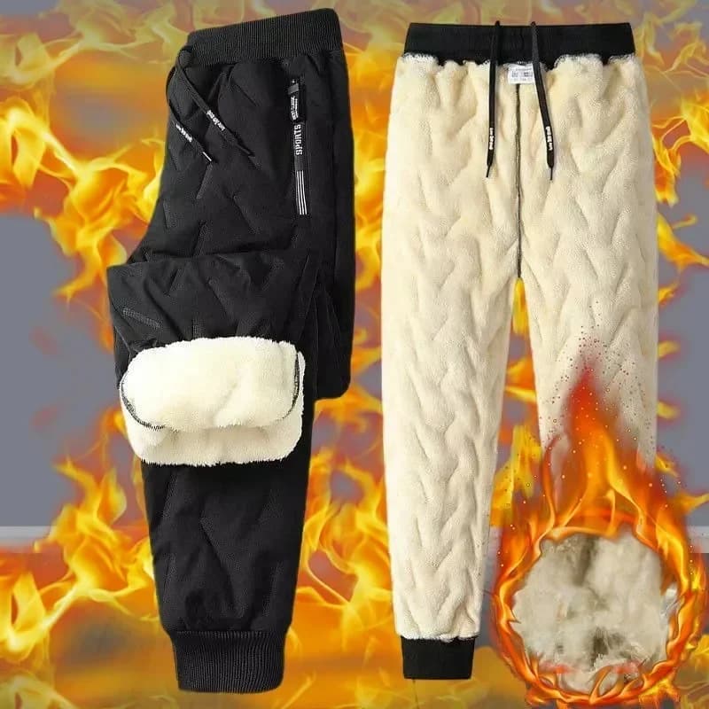 Winter Sweatwear Men Plush Thick Fleece Sweatpant Lambswool Thermal Trousers Casual Pants Waterproof Windproof Warm Cotton Pants