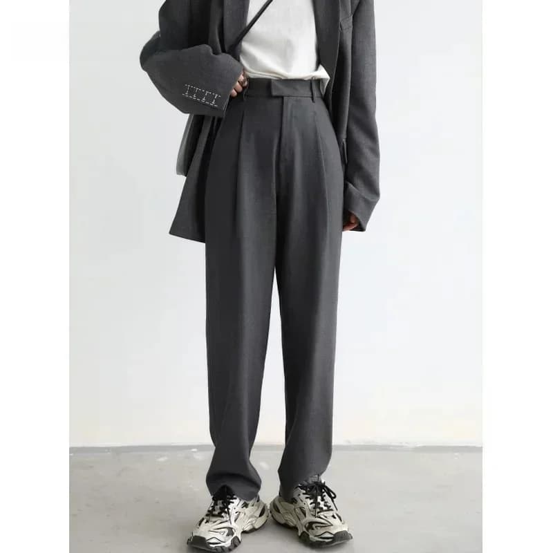 CHIC VEN Simple Casual Women Twill Suit Pants Wide Leg Pants Straight Floor Pants Office Ladies Female Trousers