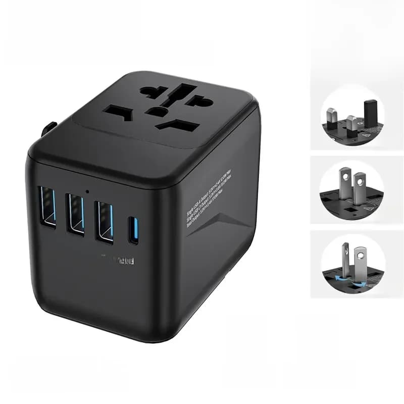 LENCENT Universal Travel Adapter with 3 USB Ports 1Type-C PD Charging All-in-one Travel Adapter EU/UK/USA/AUS Plug for Travel