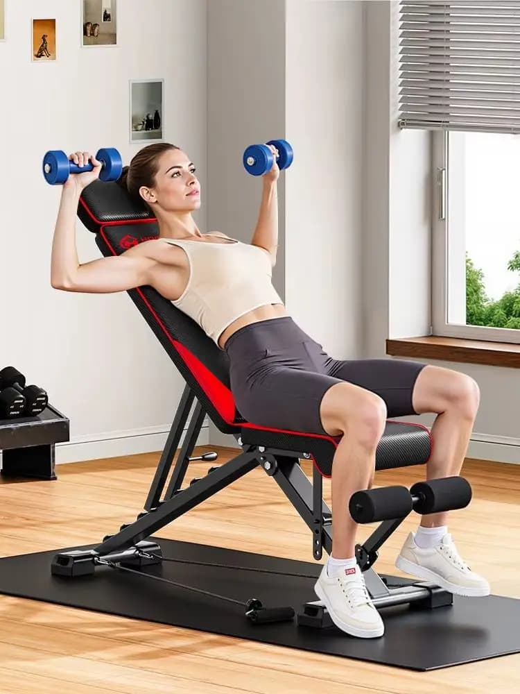 Adjustable Weight Bench with Resistance Bands Folding Weight Bench for Full Body Workout Home Quick Folding Versatile