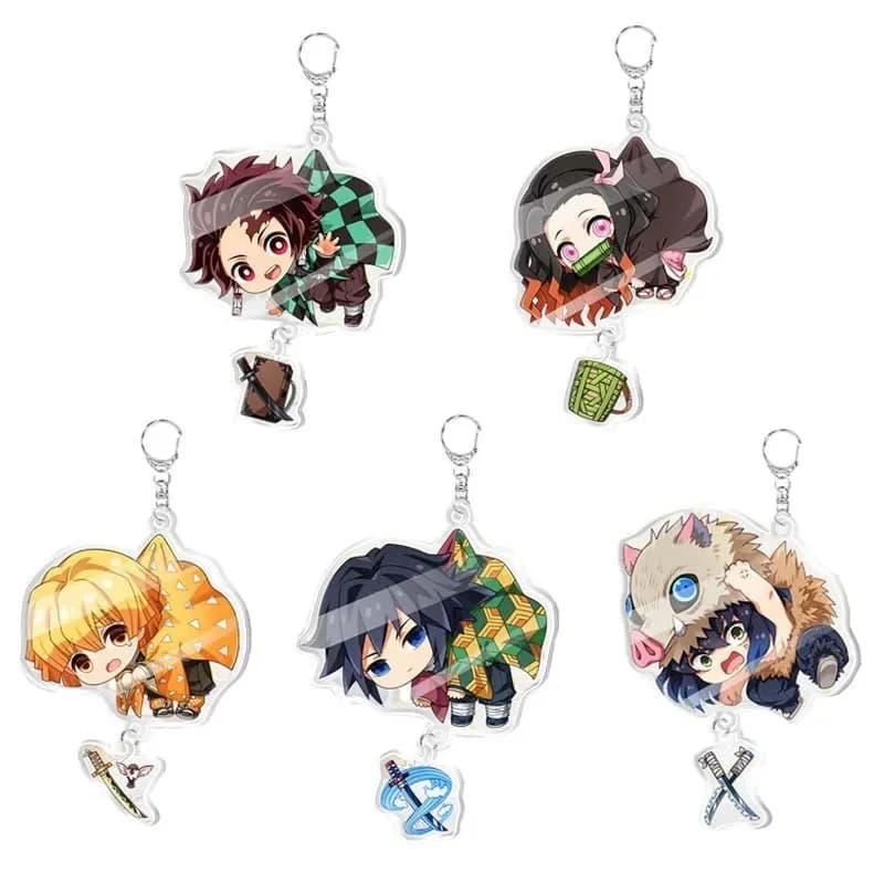 Demon Slayer doll toy Kimetsu No Yaiba Blade of Ghost Keychain Acrylic Pendant Car Key Chain Fans kids Xmas Gift Anime Jewelry
